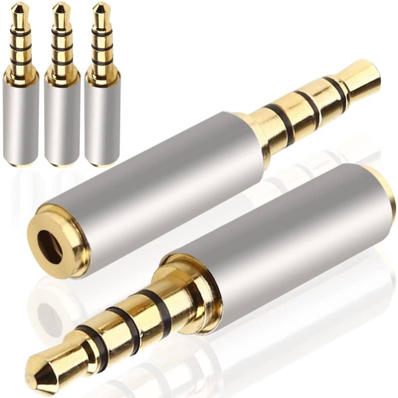 Xiatiaosann 3,5 mm Kopfhörer Adapter 3,5 mm Männlich auf 2,5 mm Weiblich Stereo Konverter für Smartphones, Mikrofone, Tablets, Stereo oder Mono, 5 Stück 4 poliger 3,5mm Stecker auf 2,5mm Buchse von Xiatiaosann