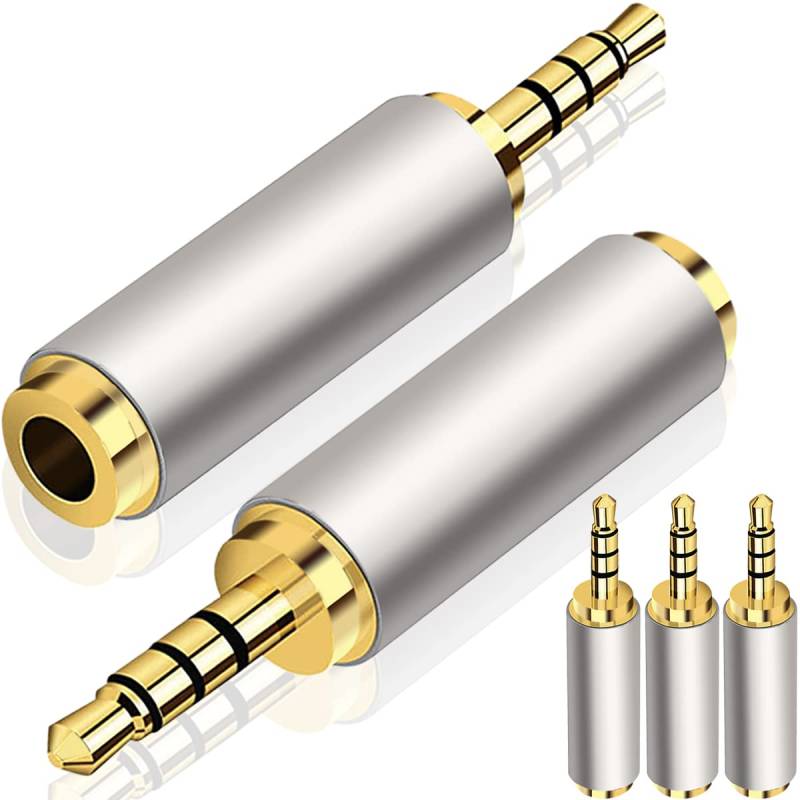 Xiatiaosann 3,5 mm auf 2,5 mm klinkenstecker Adapter Stereo für Kopfhörer, 2,5 mm Männlich auf 3,5 mm Weiblich Konverter, 5 Stück 4 poliger 2,5-mm Stecker auf 3,5mm Buchse von Xiatiaosann
