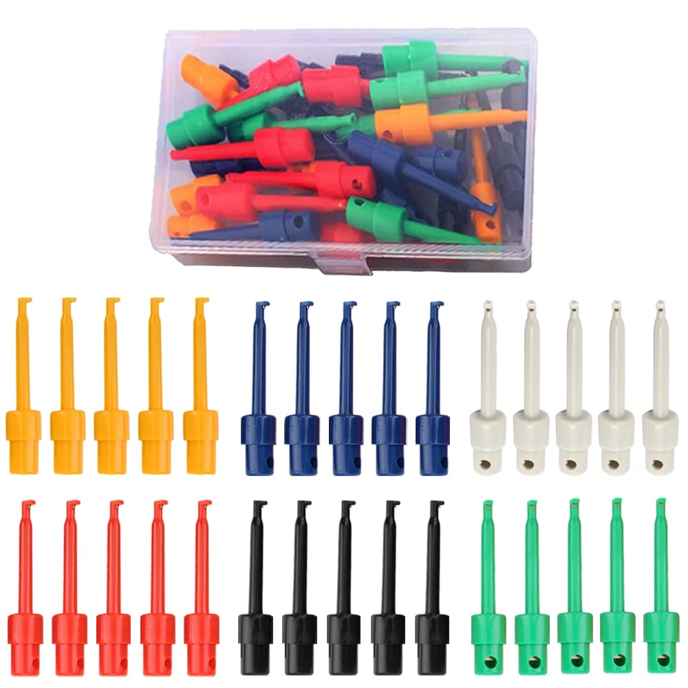 Xiatiaosann 30pcs Multimeter Draht Blei Test Hook Clip,Messklemmen,Messspitzen,Multimeter buntes Zubehör zum Testen elektronischer Komponenten, Reparaturwerkzeug, PCB-Tester-Grabber Xiatiaosann 30pcs Multimeter Draht Blei Test Hook Clip,Messklemmen,Messspitzen,Multimeter buntes Zubehör zum Testen elektronischer Komponenten, Reparaturwerkzeug, PCB-Tester-Grabber von Xiatiaosann