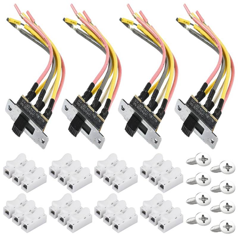 Xiatiaosann 4 Pcs Deckenventilator Toggle Switch 18AWG Mount Richtungsschalter 6A 125V / 3A 250V 6 Pin Reverse Rotation Micro Fan Control Switch (ZE-209-22) Ersatz Schiebeschalter mit Stecker von Xiatiaosann