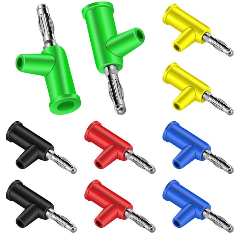 Xiatiaosann 4mm Bananenstecker Stapelbarer lötfreier Audiogerätestecker Farbe Rot/Blau/Gelb/Schwarz/Grün für DIY-Tests (10 Stück) von Xiatiaosann