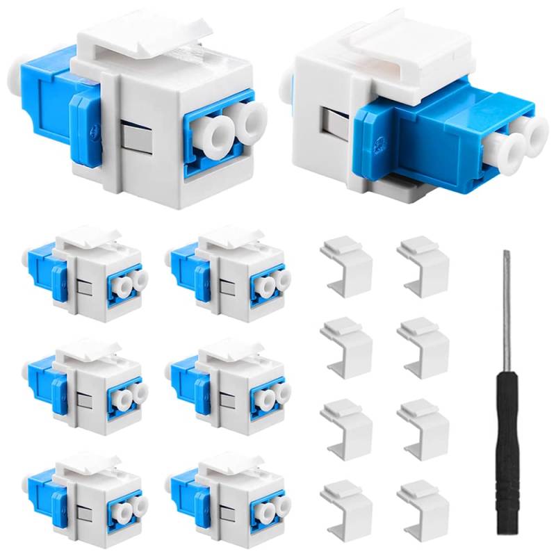 Xiatiaosann Duplex LC zu LC F/F Koppler Keystone Buchse, LC UPC Singlemode und Multimode Glasfaseradapter für Wandplatten, mit leeren Keystone-Buchseneinsätzen, Schraubendreher (17 Stück) von Xiatiaosann