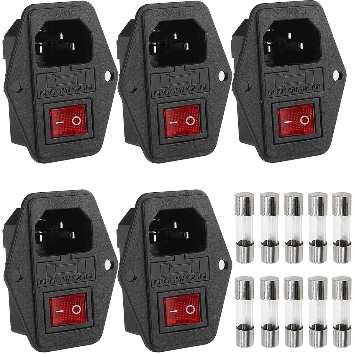 Xiatiaosann IEC320 C14 Stecker, 3-Pin 220-250V/10A Kaltgerätebuchse Steckdosen Sicherung Schalterstecker Einbau-Stecker Einbau-Buchse, 5 Stück Xiatiaosann IEC320 C14 Stecker, 3-Pin 220-250V/10A Kaltgerätebuchse Steckdosen Sicherung Schalterstecker Einbau-Stecker Einbau-Buchse, 5 Stück von Xiatiaosann