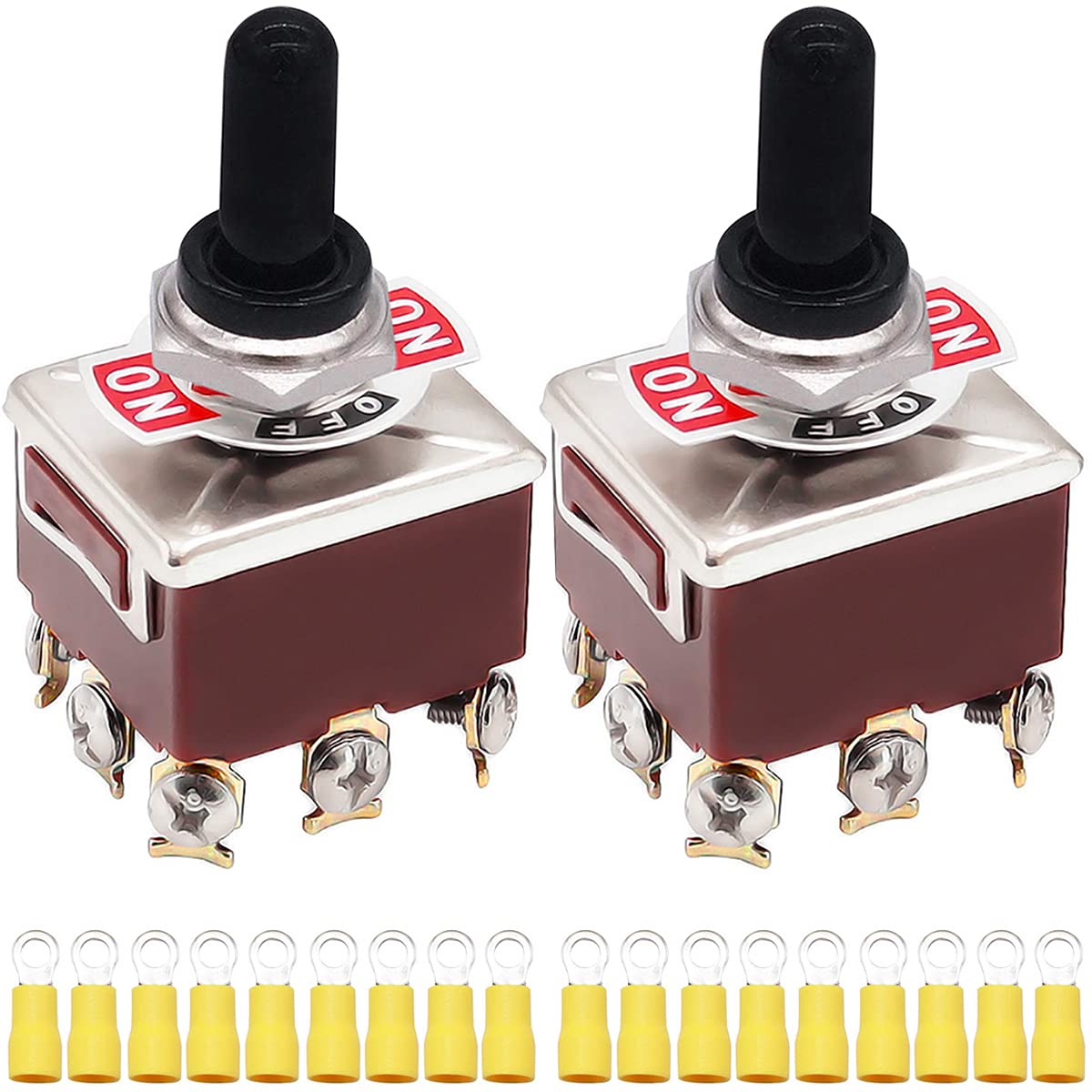 Xiatiaosann Kippschalter Ein/Aus Wippschalter 9-pin 3PDT 250V/15A 380V/10A Schalter Mit wasserdicht Schutzkappe, 2 Stück Xiatiaosann Kippschalter Ein/Aus Wippschalter 9-pin 3PDT 250V/15A 380V/10A Schalter Mit wasserdicht Schutzkappe, 2 Stück von Xiatiaosann