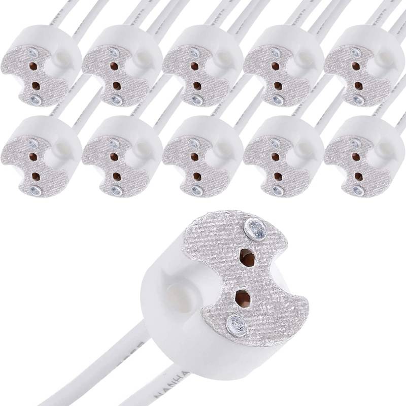 Xiatiaosann LED Sockel MR16 GU5.3 Fassungen Halogenlampenbirne Keramikstecker Drahtadapter MR11 G4, Glühlampen CFL Halter Sockel Stecker Konverter, 10 Stück von Xiatiaosann