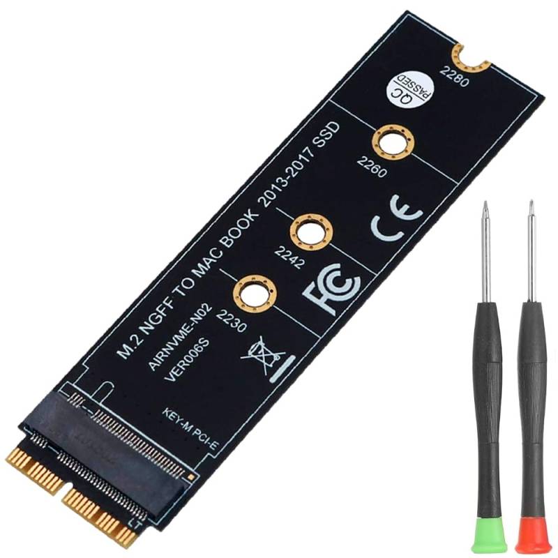 Xiatiaosann M.2 NVME SSD Konvertierungsadapterkarte, NGFF M.2 NGFF M Key AHCI SSD Konvertierungskarte, mit T0,8 Schraubendreher, T1,2 Schraubendreher von Xiatiaosann