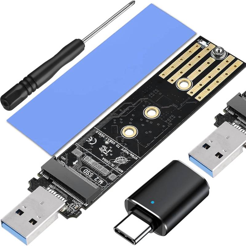 Xiatiaosann M.2 auf USB Adapter NVMe SSD auf USB 3.1 Gen2 10 Gbit/s PCI-E Konverter Leser M Key & B+M Key für 2280 2242 2260 2230 SSD Festplatte, NVMe SSD Gehäuse Ersatzteile von Xiatiaosann
