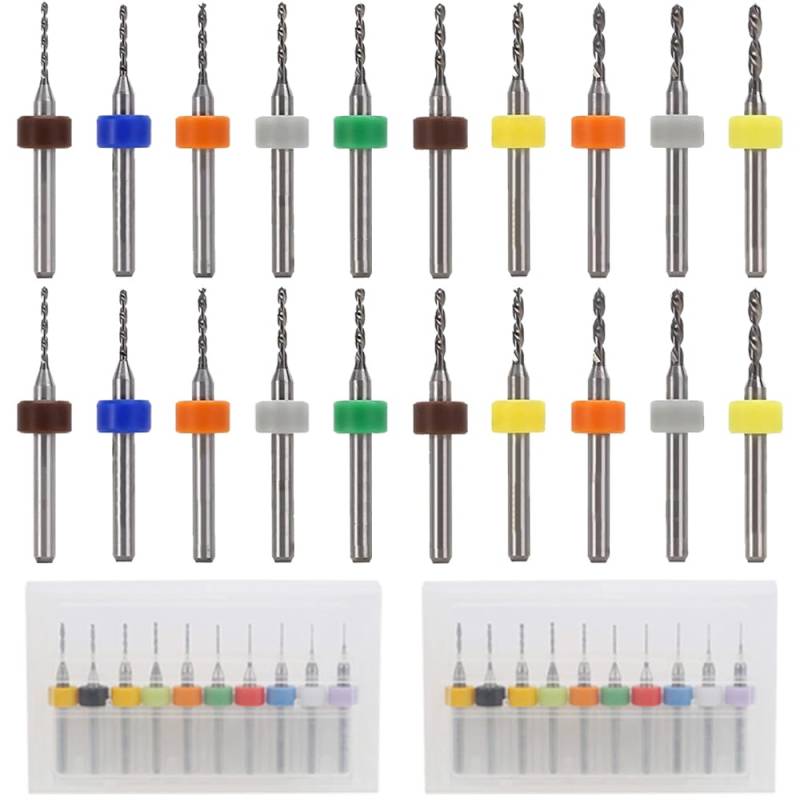 Xiatiaosann PCB Bohrer Set 1.1mm-2.0mm, 1/8“ Schaft Spiralnut PCB Hartmetall CNC Print Circuit Board Tunsen Werkzeug für CNC Gravur (2er Pack) von Xiatiaosann