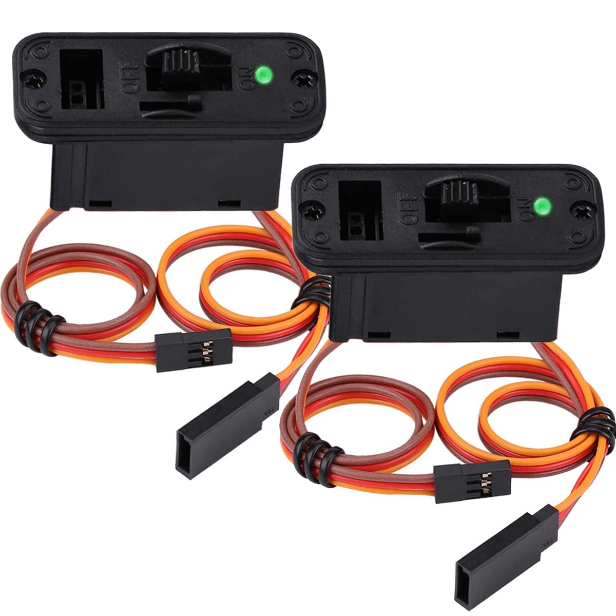 Xiatiaosann RC Schalter JR Stecker Heavy Duty RC Schalter Modellbau, 2 Stück JR On Off Zubehör für Empfänger Servo, mit LED Grün Xiatiaosann RC Schalter JR Stecker Heavy Duty RC Schalter Modellbau, 2 Stück JR On Off Zubehör für Empfänger Servo, mit LED Grün von Xiatiaosann