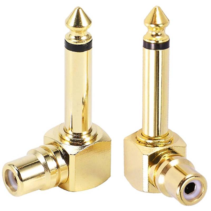 Xiatiaosann RCA auf 6,35 mm Audio Adapter, 90 Grad 6,35 mm Mono Mikrofonstecker auf RCA Buchse, vergoldeter Gitarrenklinkenstecker aus reinem Kupfer (2er-Pack) von Xiatiaosann