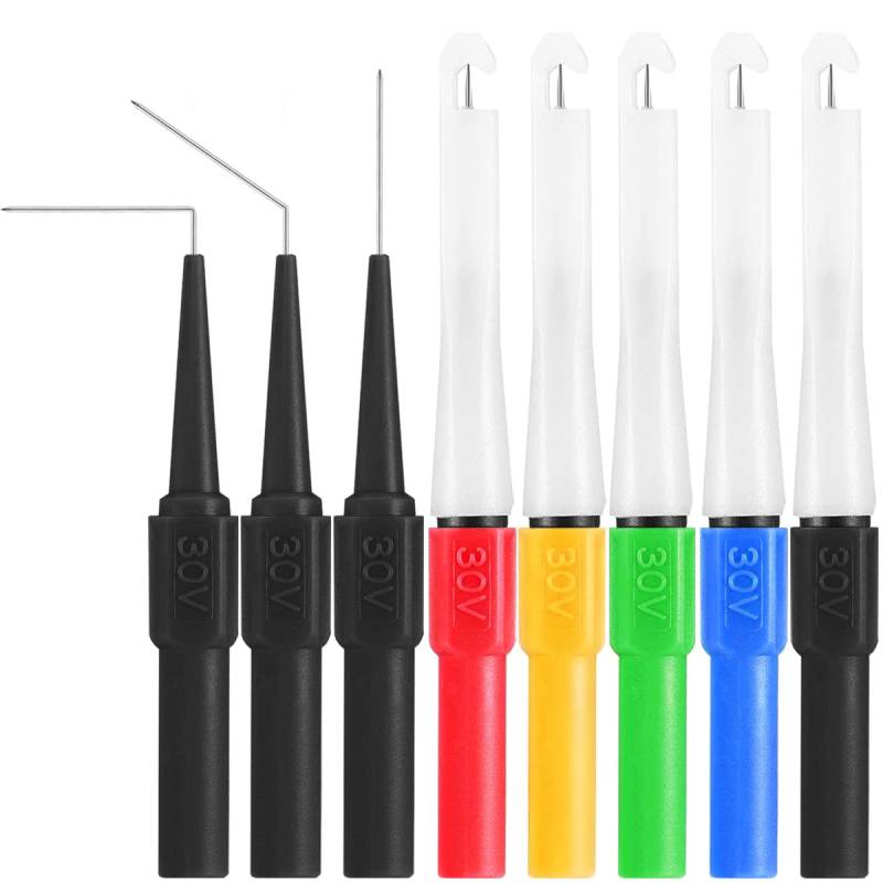 Xiatiaosann Testsonde Multimeter PrüFsonde 4mm Bananenstecker kabel Sonde für Digitale Multimeter, 8 Stück Isolationspiercing Nadel 0.7mm, für die Diagnose von Autoreparaturen von Xiatiaosann