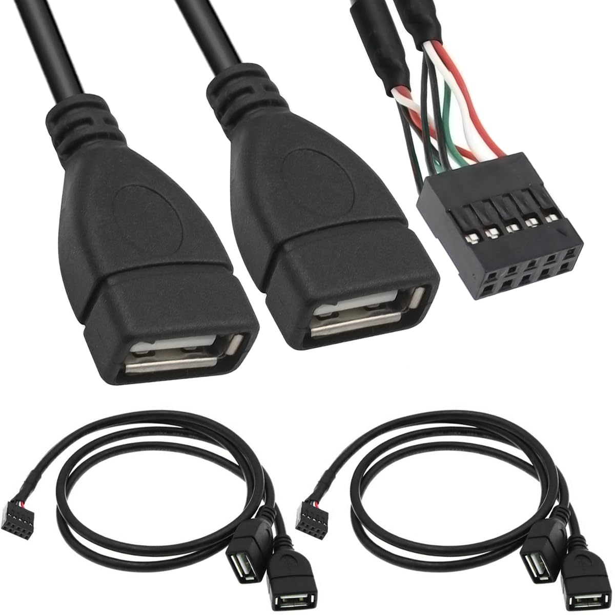 Xiatiaosann USB 2.0 A to 10 Pin Motherboard Female Header, 2 PCS Dual Type A USB Female to 10 Pin Connectors Cable, USB Expansion Adapter - Used to Add Dual USB Ports on Motherboard Xiatiaosann USB 2.0 A to 10 Pin Motherboard Female Header, 2 PCS Dual Type A USB Female to 10 Pin Connectors Cable, USB Expansion Adapter - Used to Add Dual USB Ports on Motherboard von Xiatiaosann