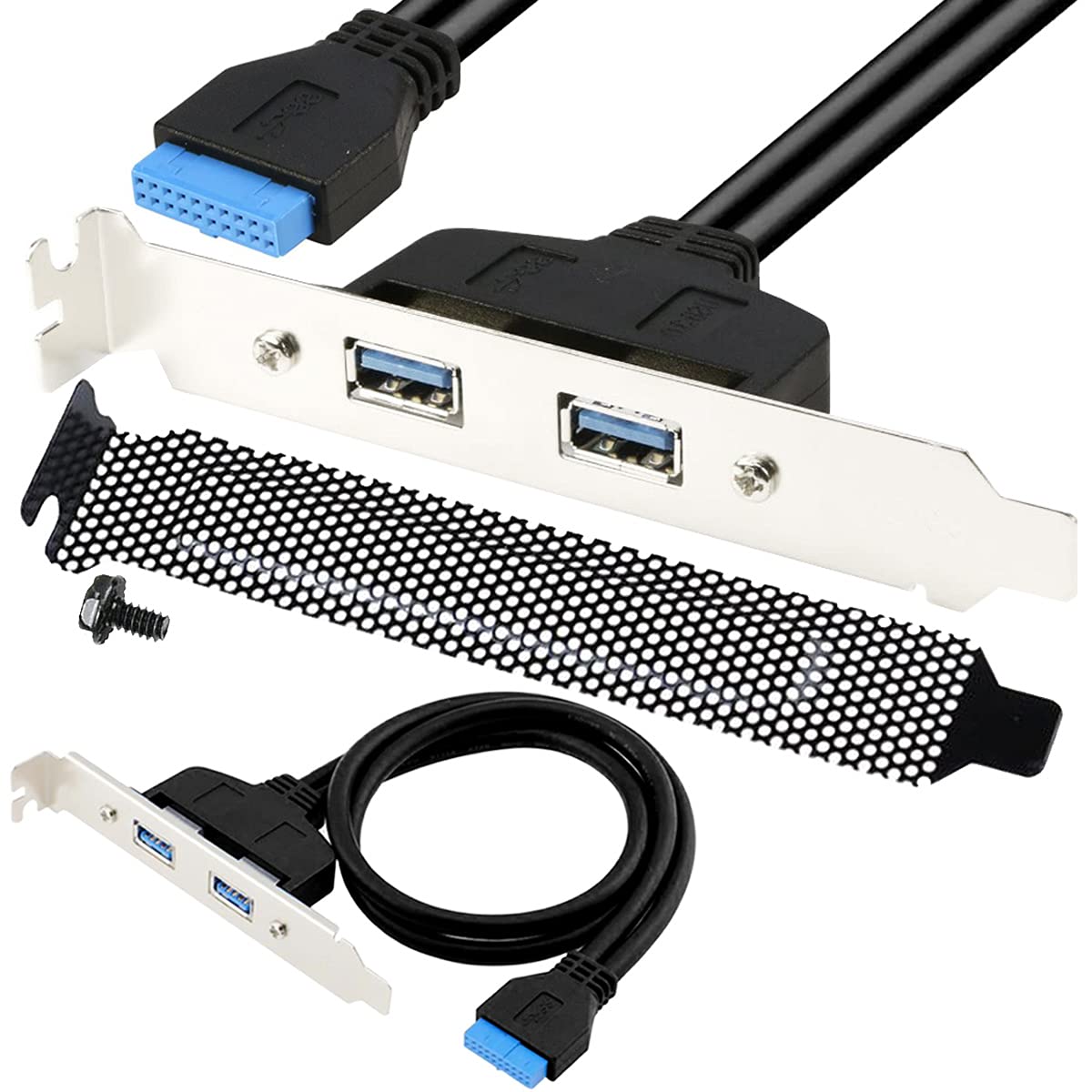 Xiatiaosann USB 3.0 Mainboard 20pin Intern Adapterkabel PCI Slotblech, Dual USB Typ-A-Buchse auf Motherboard USB 3.0 19-pin Konverter Kabel Xiatiaosann USB 3.0 Mainboard 20pin Intern Adapterkabel PCI Slotblech, Dual USB Typ-A-Buchse auf Motherboard USB 3.0 19-pin Konverter Kabel von Xiatiaosann