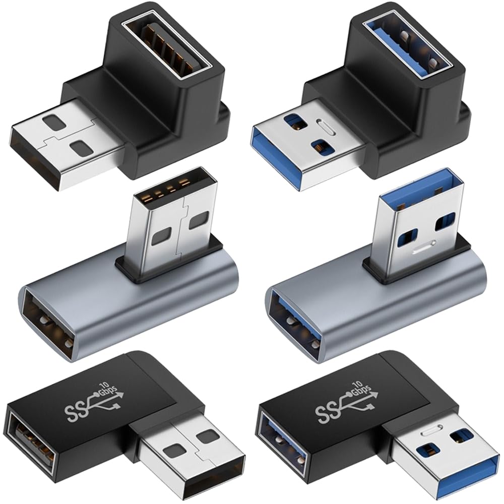 Xiatiaosann USB 3.0 Stecker zu Buchse 90 Grad Adapter, UP Down/Left Right Angle USB Extender Stecker für PC, Laptop, Ladegerät Xiatiaosann USB 3.0 Stecker zu Buchse 90 Grad Adapter, UP Down/Left Right Angle USB Extender Stecker für PC, Laptop, Ladegerät von Xiatiaosann