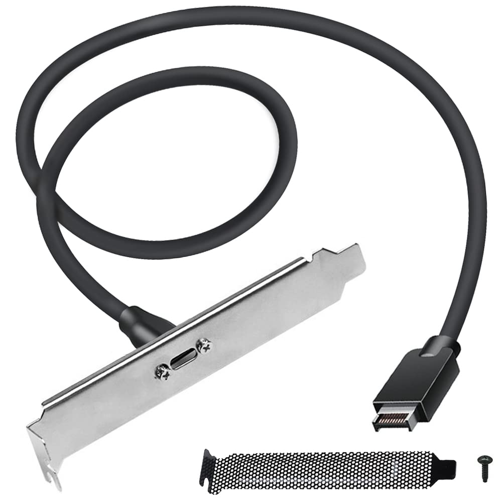 Xiatiaosann USB 3.1 Frontplatten-Header zu USB-C Typ-C Buchse Verlängerungskabel, USB-C-Buchse auf 20-poligen USB-Typ-E-A-Key-Stecker mit PCI-Halterung, 15,7 Zoll, mit Mesh-Staubschutzblende, Schraube Xiatiaosann USB 3.1 Frontplatten-Header zu USB-C Typ-C Buchse Verlängerungskabel, USB-C-Buchse auf 20-poligen USB-Typ-E-A-Key-Stecker mit PCI-Halterung, 15,7 Zoll, mit Mesh-Staubschutzblende, Schraube von Xiatiaosann