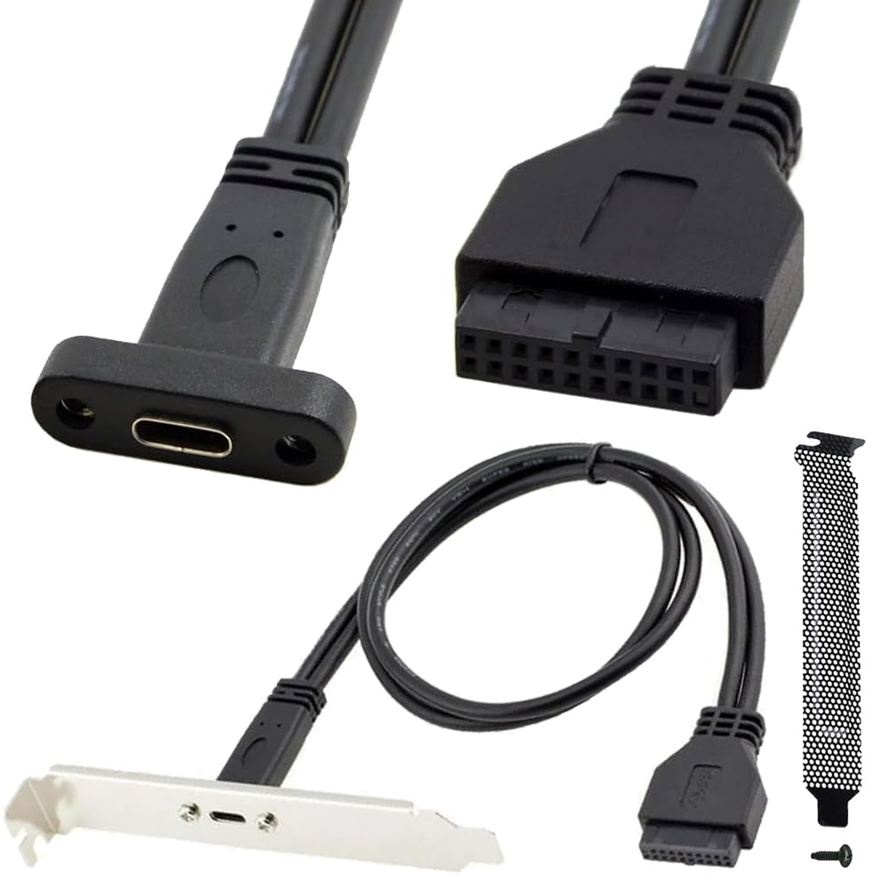 Xiatiaosann USB-C auf 19Pin Header Front Panel Adapter Kabel, USB 3.1 Typ C Female auf USB3.0 Motherboard 19pin Header Female Kabel mit PCI Halterung, Mesh staubdichtes Ablenkblech, Schraube Xiatiaosann USB-C auf 19Pin Header Front Panel Adapter Kabel, USB 3.1 Typ C Female auf USB3.0 Motherboard 19pin Header Female Kabel mit PCI Halterung, Mesh staubdichtes Ablenkblech, Schraube von Xiatiaosann