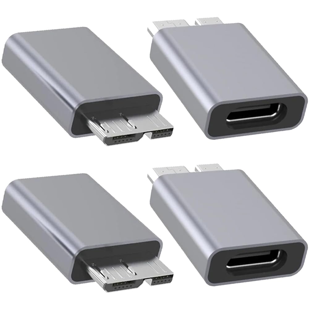 Xiatiaosann USB-C-auf-Micro-B-Adapter, USB-3.1-Typ-C-Buchse auf USB-3.0-Micro-B-Stecker, Verlängerungskonverter für Festplattenkabel, SSD, HDD (4er-Pack) von Xiatiaosann