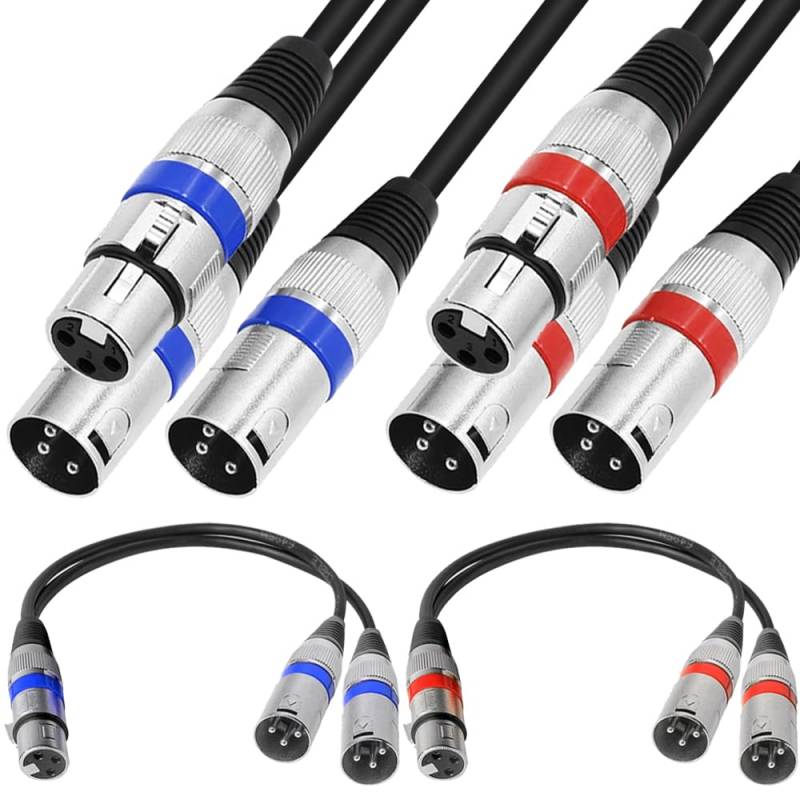 Xiatiaosann XLR 1 auf 2 Splitter-Mikrofonkabel, XLR-Buchse auf Dual-XLR-Stecker, symmetrisches Patch-Y-Mikrofonkabel (45 cm) von Xiatiaosann