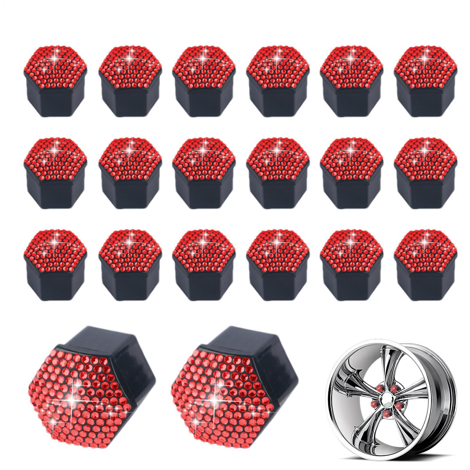 Xiixuuj Radmutterkappen – funkelnde Bolzenabdeckung Set von 20 – rostbeständiger Schutz für Auto-Felgenmutter, Außenrad-Dekoration Ersatz Xiixuuj Radmutterkappen – funkelnde Bolzenabdeckung Set von 20 – rostbeständiger Schutz für Auto-Felgenmutter, Außenrad-Dekoration Ersatz von Xiixuuj