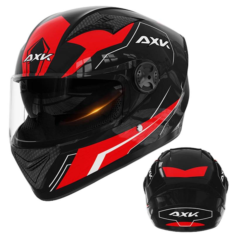 Xijobido Integralhelm Motorrad | Doppelvisier Helm Mit Sonnenblende | Klapphelm Motorrad | Rollerhelm Sturzhelm Modularer Helm Rot Für Männer Und Frauen von Xijobido