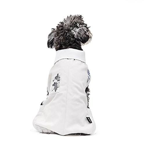 Xinanlongjb Haustier-Winter-Mantel-kleiner Hundekleidung-Umhang-Wasser-Welpen-Wind-Beweis Manvas-Gewebe-glatte Note einfaches AN/AUS 4 Farben 5 Größen (Color : Beige+white, Size : XL) von Xinanlongjb