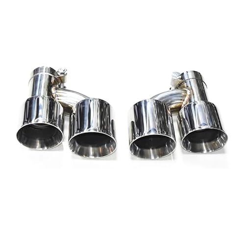 Schalldämpfer Spitze 1 Paar Doppelauspuffspitze Auto Universal Auspuffrohr Edelstahl Schalldämpfer Spitzen 60mm Einlassdüse Auspuffanlage Auspuffspitze(ID63MMOD101MM) von XingPuBhD