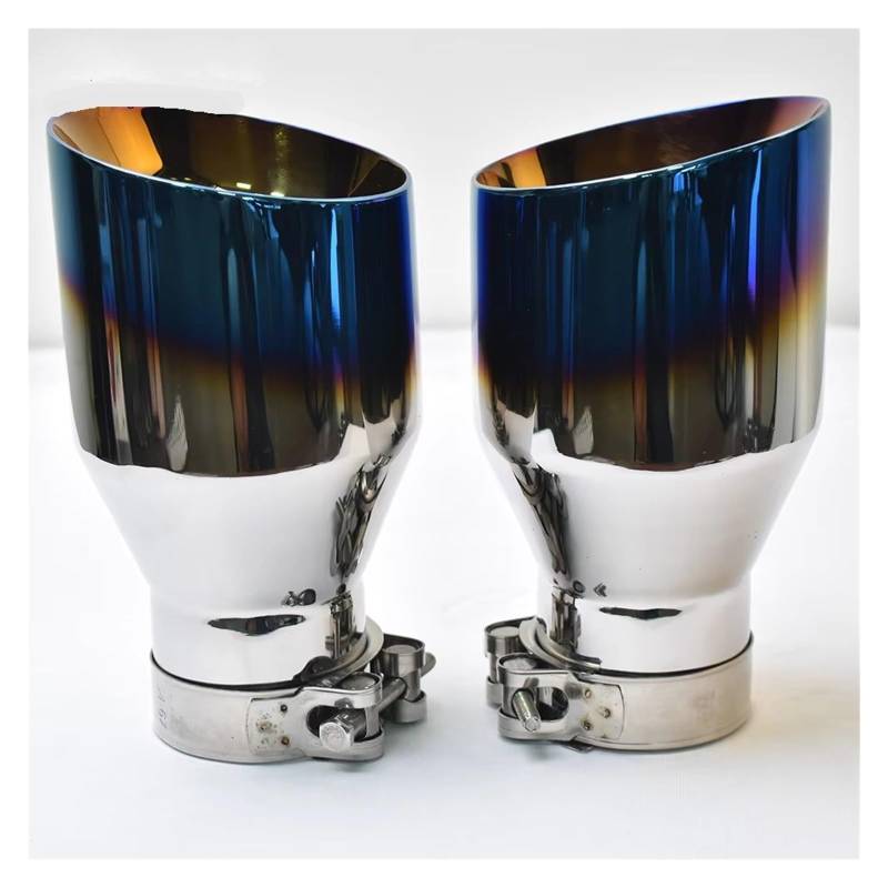 Schalldämpfer Spitze 1 Stück Auto Edelstahl Auspuffrohr Auspuffrohr Schalldämpfer Spitze Abgeschrägte Endrohr Gebranntes Blau Auspuffspitze(ID 51 OD 101 MM) von XingPuBhD