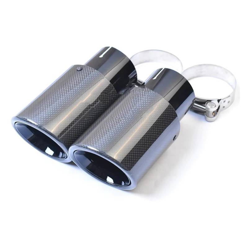 Schalldämpfer Spitze 1 Stück Auto Modifiziert Glänzend Schwarz Carbon Fiber Bevel Schalldämpfer Endrohr Edelstahl Auspuffblende Für E63 Auspuffspitze(57-101mm) von XingPuBhD