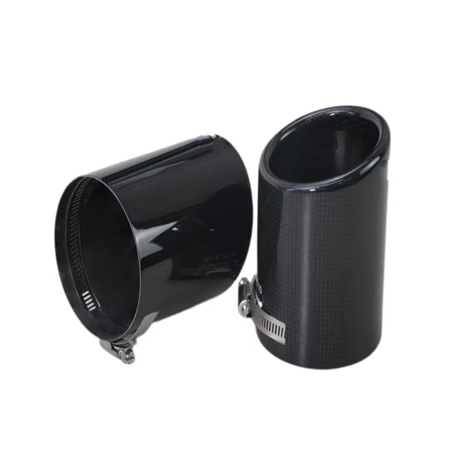 Schalldämpfer Spitze 1 Stück Auto Universalgehäuse Schwarz Glänzend Auspuffendrohr Gehäuse Gerade Carbonfaser Auspuff Schalldämpfer Rohrspitze Abdeckung Auspuffspitze(101mm Black) von XingPuBhD