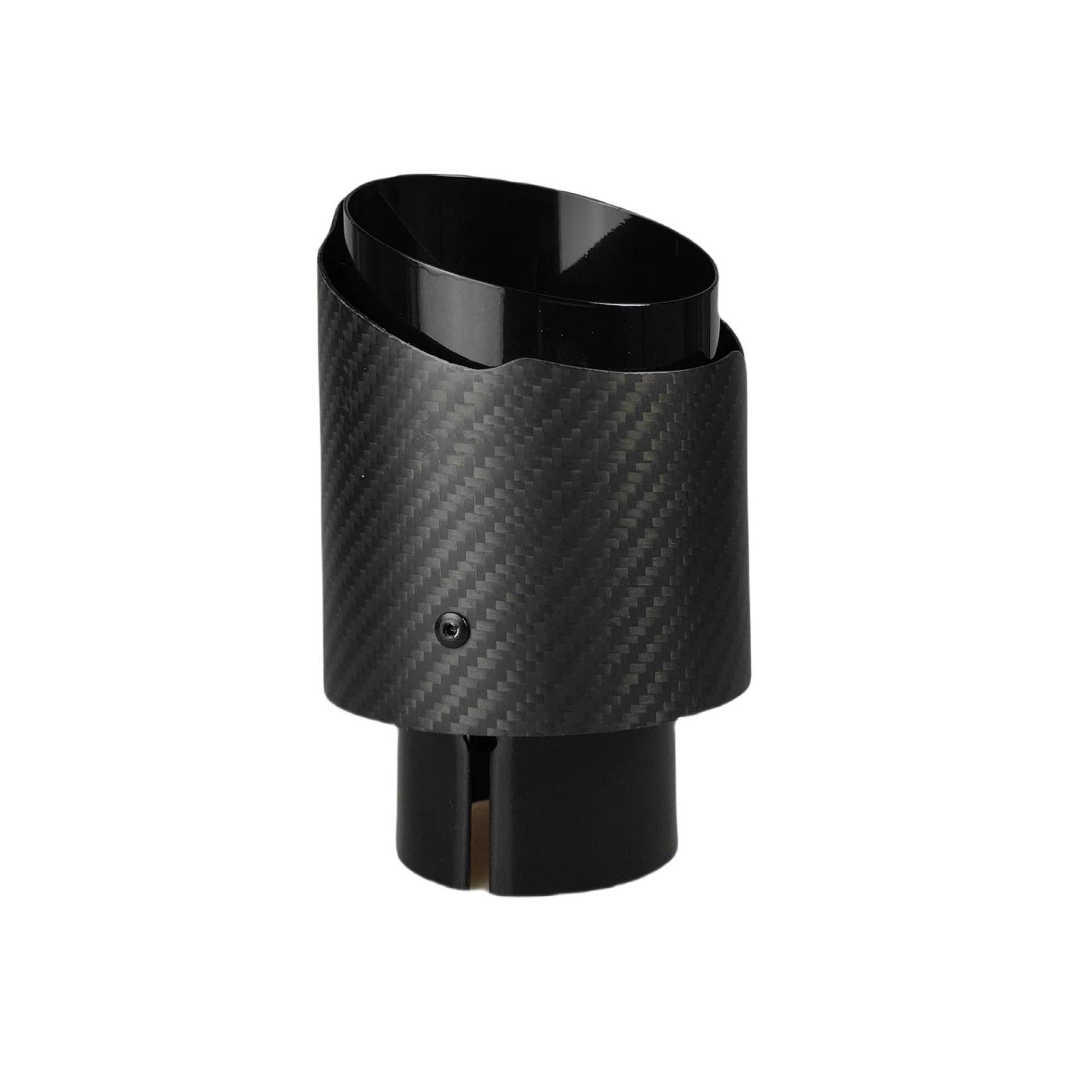 Schalldämpfer Spitze 1 Stück Universal Auto Carbon Fiber Endrohr Edelstahl Schalldämpfer Hell Schwarz Twill Matte Schalldämpfer Auspuffdüse Spitze Auspuffspitze(60mm-89mm) von XingPuBhD