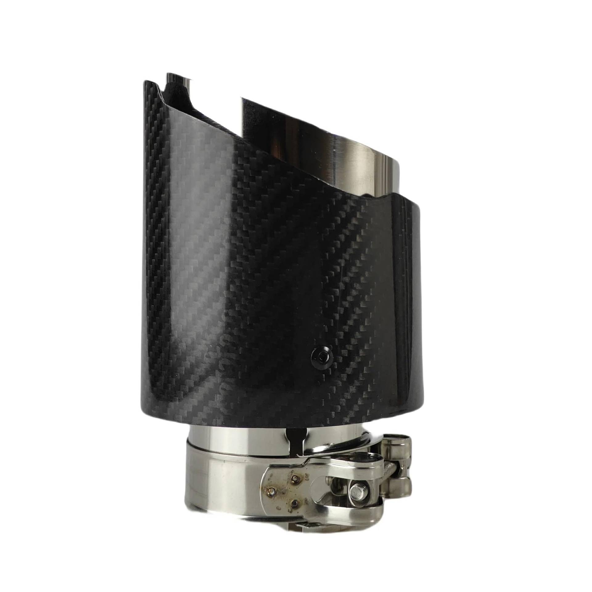 Schalldämpfer Spitze 1 Stück Universal Auto Carbon Fiber Endrohr Edelstahl Schalldämpfer Hell Schwarz Twill Matte Schalldämpfer Auspuffdüse Spitze Auspuffspitze(76.2mm-114mm) von XingPuBhD