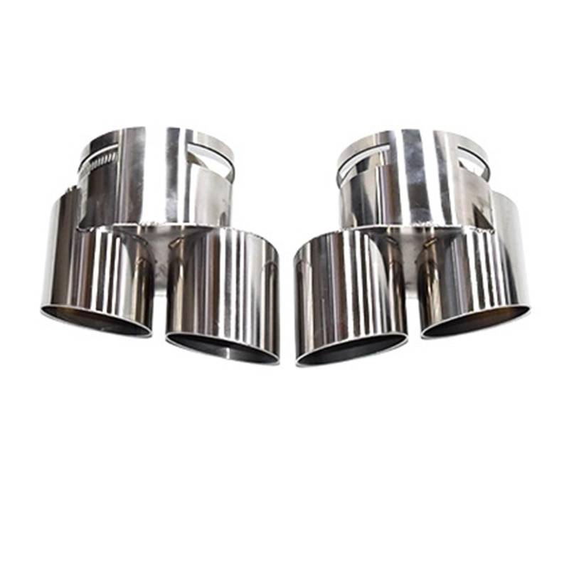 Schalldämpfer Spitze Auspuffrohr Edelstahl Schwarz Doppel Outlet Schalldämpfer Düse Spitze Für G05 Für X5 Für G06 Für X6 2019-2024 Auspuffspitze(Silver) von XingPuBhD