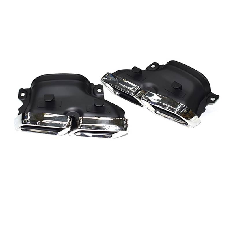 Schalldämpfer Spitze Auspuffrohr Schwarz & Silber Carbon Fiber Schalldämpfer Spitze Düse Für Benz Für C-Klasse Für W205 Für C63 2014 2015 2016 2017 2018 Auspuffspitze(Silver) von XingPuBhD