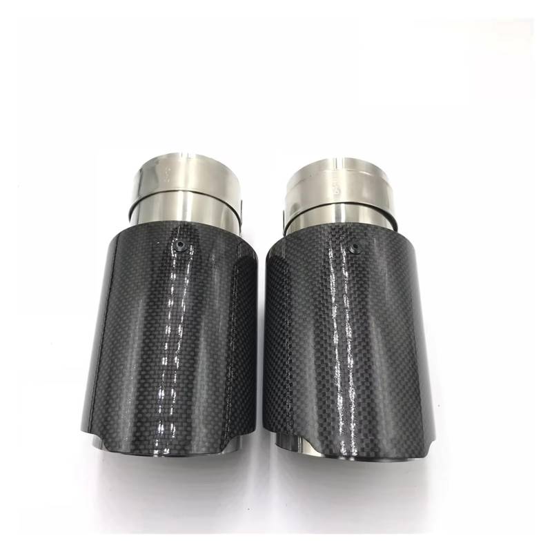 Schalldämpfer Spitze Auto Carbon Fiber Schalldämpfer Spitze Auspuff System Rohr Schalldämpfer Düse Universal Gerade Edelstahl Silber Auspuffspitze(57MM IN 76MM Out) von XingPuBhD