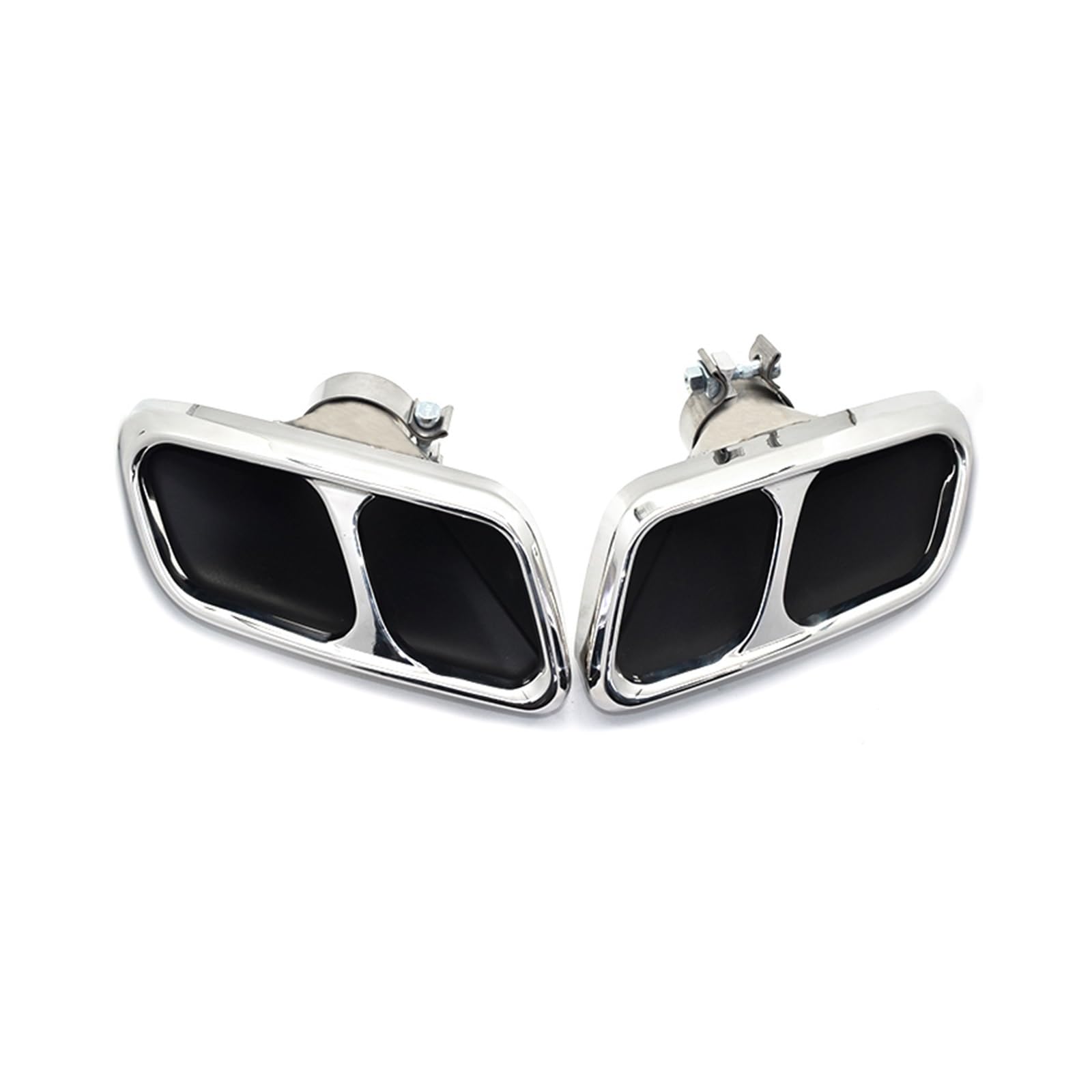 Schalldämpfer Spitze Auto-Quadrat-Stoßstangen-Schalldämpfer-Header Edelstahl-Endrohr-Auspuffanlage-Düse Für Range Für Rover Für Sport 2012-2017 Auspuffspitze(Silver) von XingPuBhD