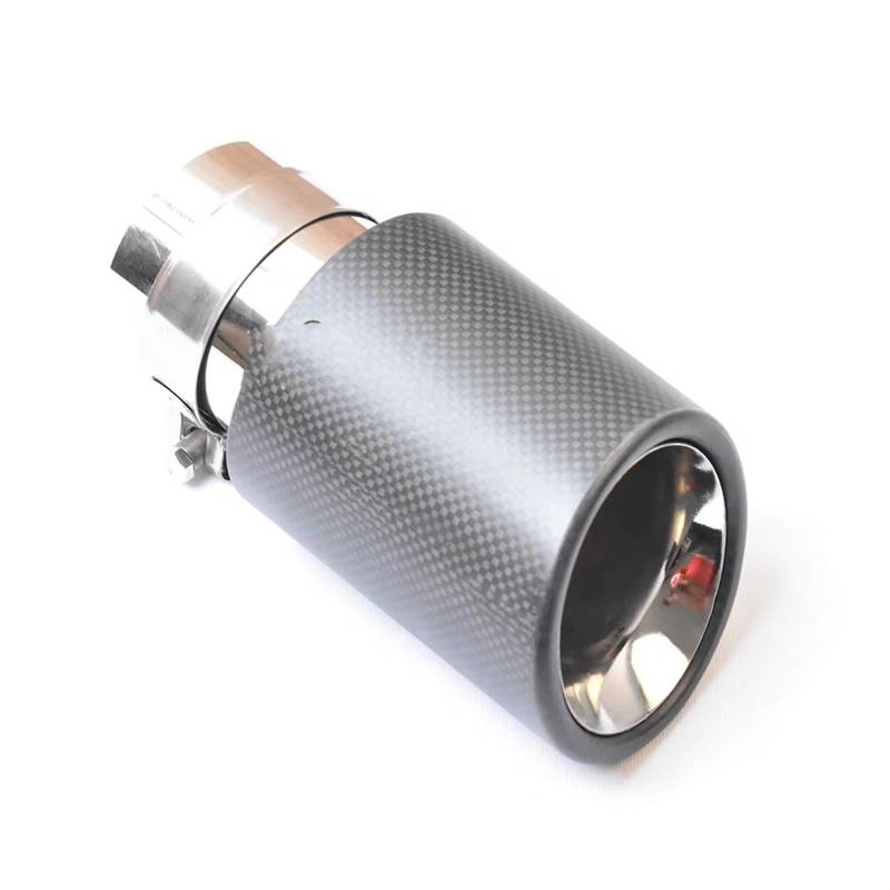 Schalldämpfer Spitze Auto-Universal-Auspuffrohr Aus Edelstahl Mit Einzelner Gewellter Abschrägung Vollfaser-Carbon-Abdeckung Schalldämpferspitze Für Alle Autos Auspuffspitze(70-89mm) von XingPuBhD