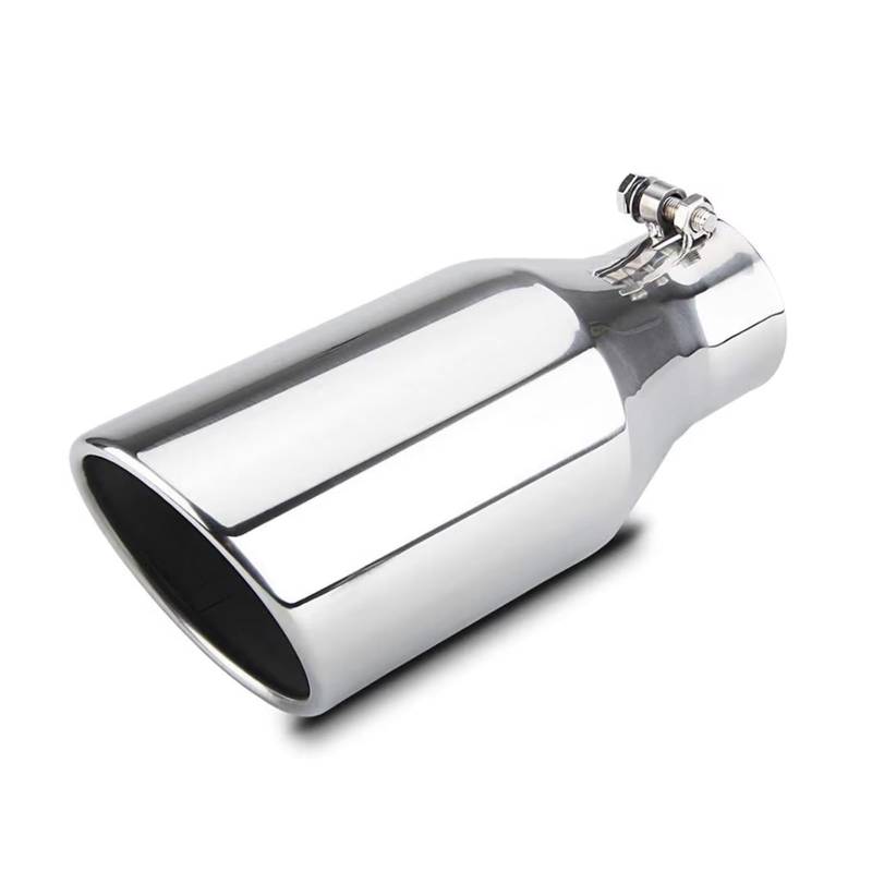Schalldämpfer Spitze Auto Universal Edelstahl Diesel Auspuff Schalldämpfer Spitze Farbe Rolled End Winkel Cut Endrohr Trim Auspuffspitze(Silver 3-5) von XingPuBhD