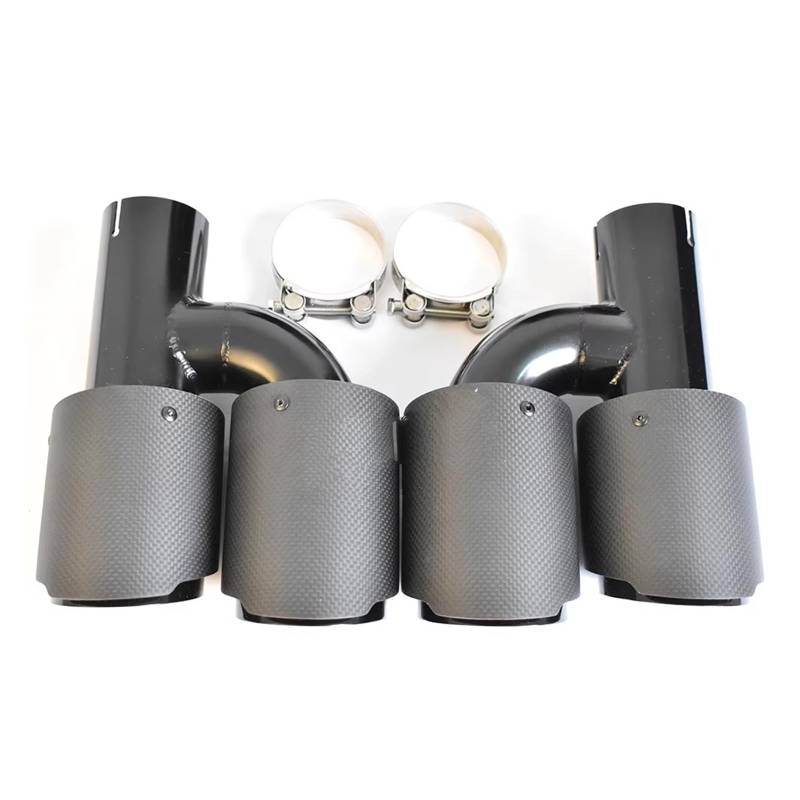 Schalldämpfer Spitze OD 76mm Zwei Stücke H Stil Links Und Rechts Dual Carbon Fiber Schwarz Auto Auspuff TIPP Endrohr Auspuffspitze(48-76mm) von XingPuBhD
