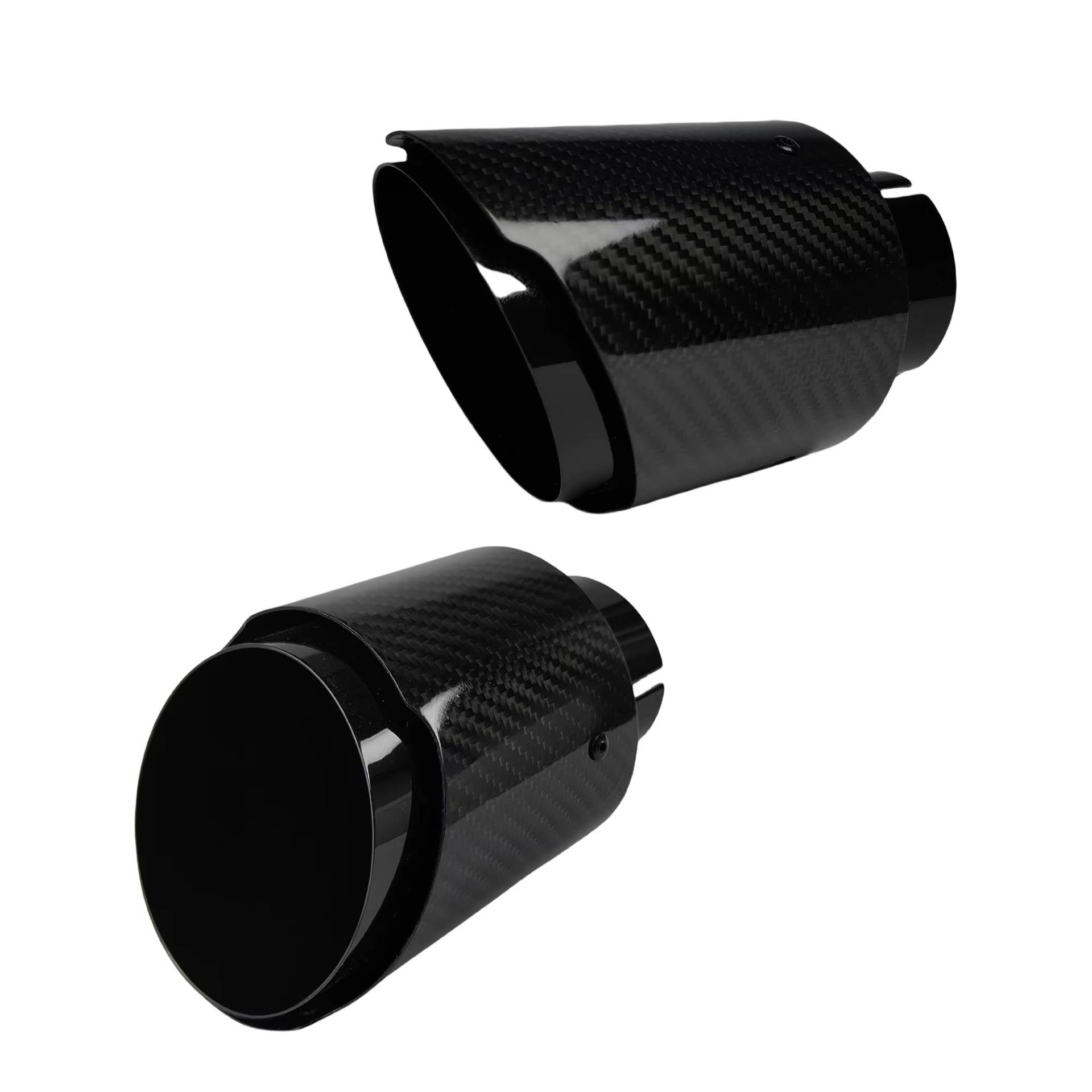 Schalldämpfer Spitze Universal-Auto-Schalldämpfer Aus Kohlefaser Edelstahl Glänzend Schwarzer Köper Schalldämpfer Auspuffdüsenspitze Auspuffspitze(51mm-76mm) von XingPuBhD