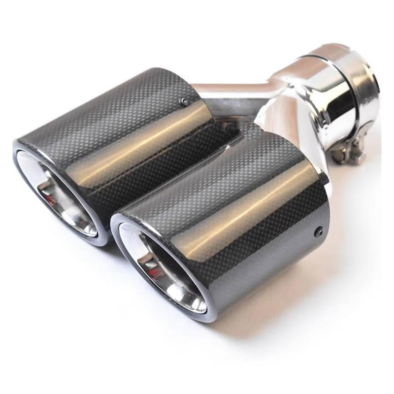 Schalldämpfer Spitze Universal Gleich Lange Dual Glossy Fiber Carbon Auspuffrohr Edelstahl Bevel Curly Schalldämpfer Spitze Für Civic Auspuffspitze(67MM IN 101MM Out) von XingPuBhD