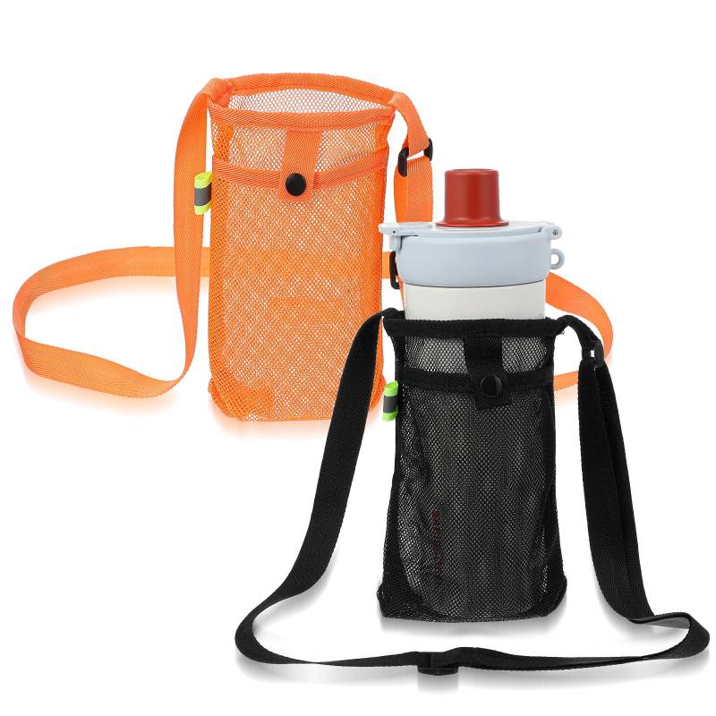 Flaschenhalter 2 Stück Schwarz Trinkflaschenhalter zum Umhängen Orange Wasserflaschenhalter mit Verstellbarem Schultergurt Wasserflaschen Halter für Klettern Fitness Spazierengehen Wandern von Xinjoduz