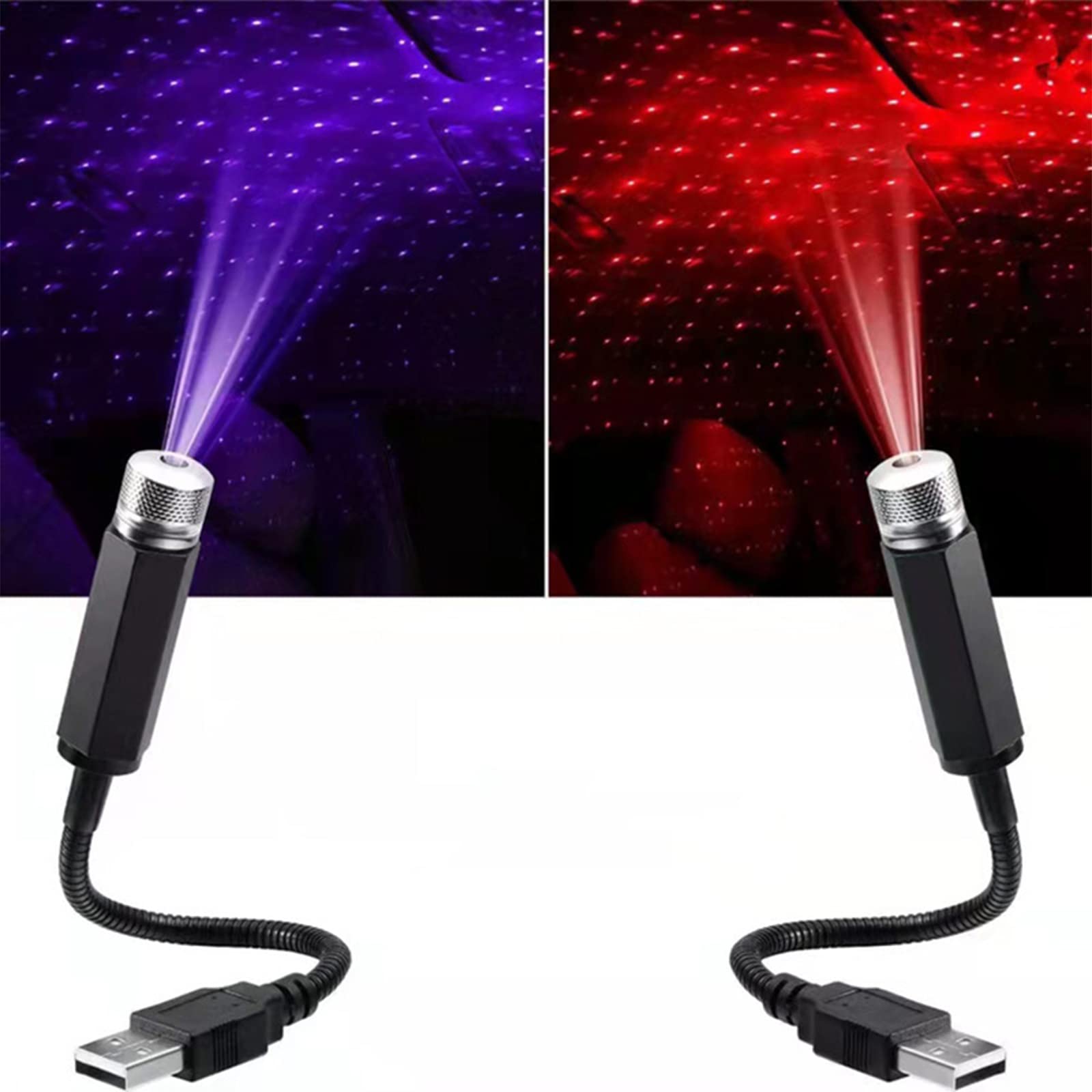 2 Stücke Auto und Hausdecke Romantisches USB-Nachtlicht Sternenhimmel Projektor Auto USB Nachtlicht Sternenhimmel Mini Led Projection Lamp Star Night,für Decken Auto Schlafzimmer Party-Plug and Play von Xinlie