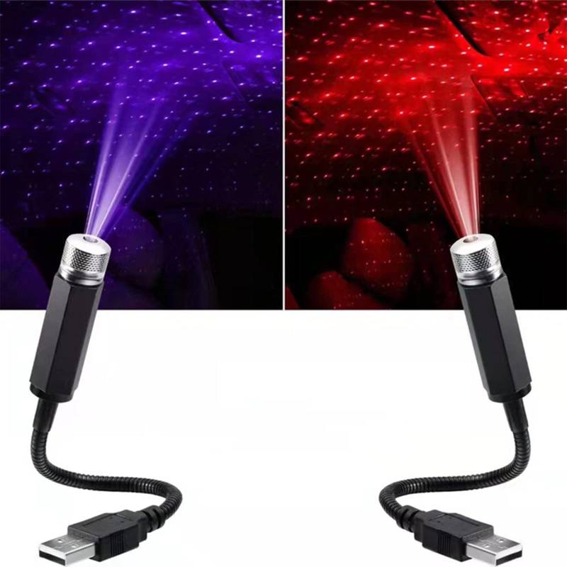 2 Stücke Auto und Hausdecke Romantisches USB-Nachtlicht Sternenhimmel Projektor Auto USB Nachtlicht Sternenhimmel Mini Led Projection Lamp Star Night,für Decken Auto Schlafzimmer Party-Plug and Play von Xinlie