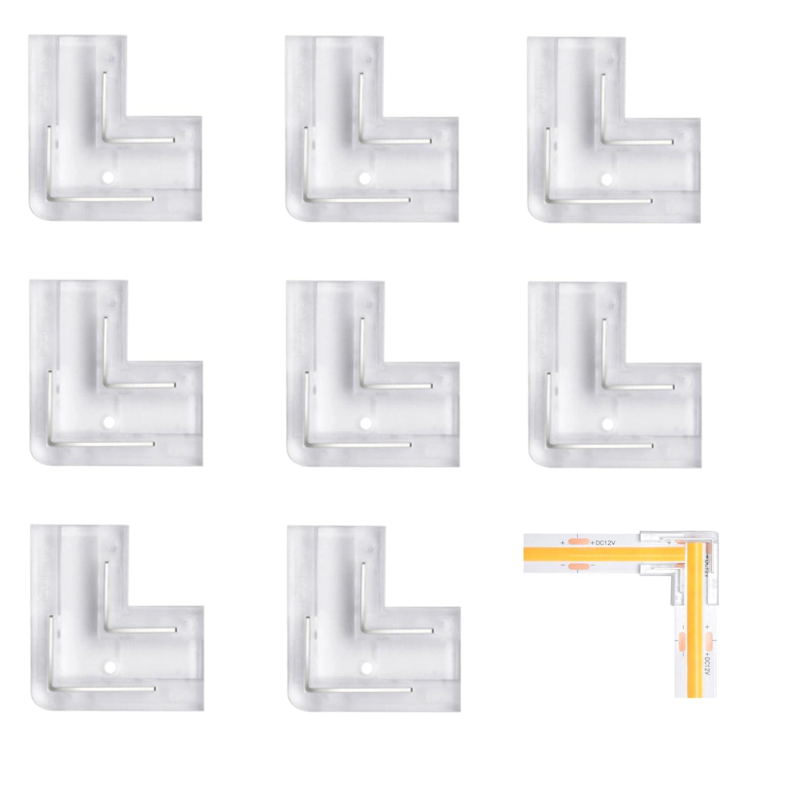 Lötfrei Steckverbinder Set LED Band Verbinder LED Strip Connector LED Streifen Verbinder Kit,Transparente Steckverbinder von Leisten und Lampenstreifen,für 2Pin 8mm COB (8 Stück L-förmige Verbinder) Lötfrei Steckverbinder Set LED Band Verbinder LED Strip Connector LED Streifen Verbinder Kit,Transparente Steckverbinder von Leisten und Lampenstreifen,für 2Pin 8mm COB (8 Stück L-förmige Verbinder) von Xinlie