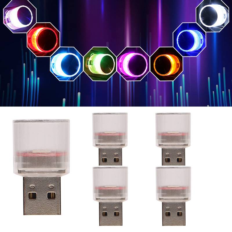 USB Car Interior Lights Mini Wireless Car USB Lighting Universal Mini LED USB Lights Innenbeleuchtung,Mini LED USB Lichter für alle Autos,Tragbare und Kabellose Beleuchtung für Auto-Innenräume 5PCS von Xinlie