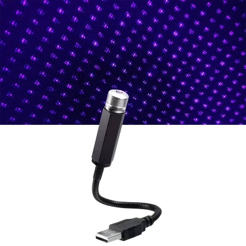 Xinlie USB-betriebenes Nachtlicht für Autodachprojektion und Raumbeleuchtung - Romantischer Sternenhimmel-Effekt & einstellbare Lichteffekte in Blau- und Lilatönen von Xinlie