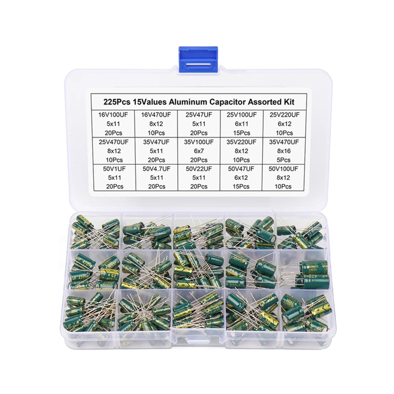 225pcs Aluminiumkondensator Mit Breiten Kapazitätsbereichen 15 Typen Kondensator Plastikkondensator Für Enthusiasten 225pcs Aluminiumkondensator Mit Breiten Kapazitätsbereichen 15 Typen Kondensator Plastikkondensator Für Enthusiasten von Xinsheinelry