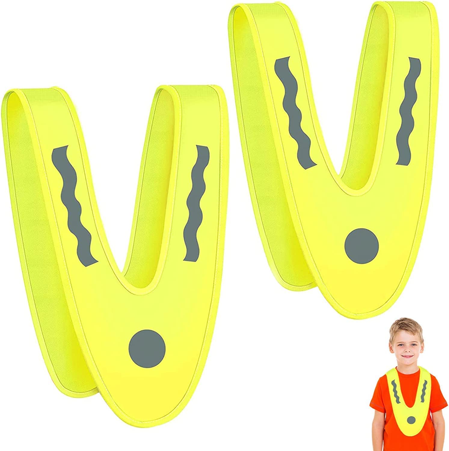 Leichte Warnwesten Kinder, 2PCS V-Form Signalkragen,Reflektorweste Kinder,Kinderwarnweste,Pannenweste,Sicherheitsweste für Kinder,Warnschutzweste Kinder,Zur Sicherheit der Kinder - Waschbar von Xionghonglong