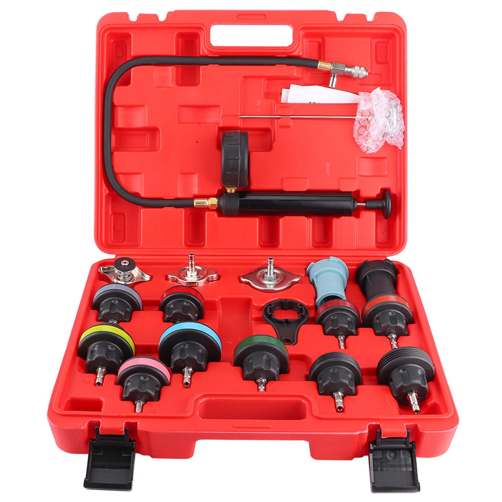 18pcs Wassertank -Leck -Detektor -Autokühlsystem Tester -Kit, PC -Material Kühler -Drucktester -Kit, für Autos Motorräder Lastwagen Luftbrücken, Ideale Workshop -Werkzeuge 18pcs Wassertank -Leck -Detektor -Autokühlsystem Tester -Kit, PC -Material Kühler -Drucktester -Kit, für Autos Motorräder Lastwagen Luftbrücken, Ideale Workshop -Werkzeuge von Xiuganpo