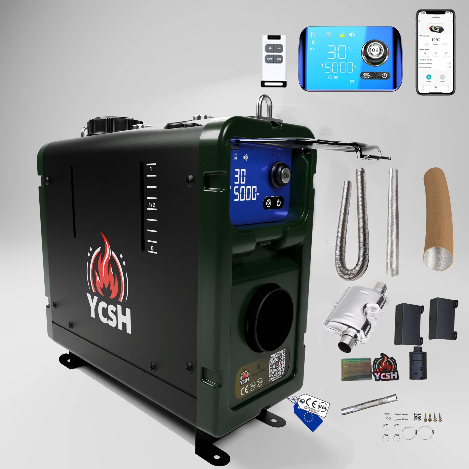 YCSH Bluetooth 12V 2kw Tragbare Dieselheizung mit Geräuschloser Ölpumpe, Zugelassen EU Parkheizung ITV, Geeignet für hohe Höhe 5000 Meter und mit Lüftungsmodus, RV Renovierung, Außenheizung YCSH Bluetooth 12V 2kw Tragbare Dieselheizung mit Geräuschloser Ölpumpe, Zugelassen EU Parkheizung ITV, Geeignet für hohe Höhe 5000 Meter und mit Lüftungsmodus, RV Renovierung, Außenheizung von XmyXGAR